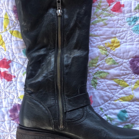 Frye Black Valerie Shearling and Leather Knee High Riding Boots - Picture 9 of 16